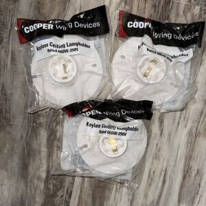 Lot of 3 Keyless Ceiling Lampholder 660W-250V COOPER S1174W for 3-1/4" or 4" box